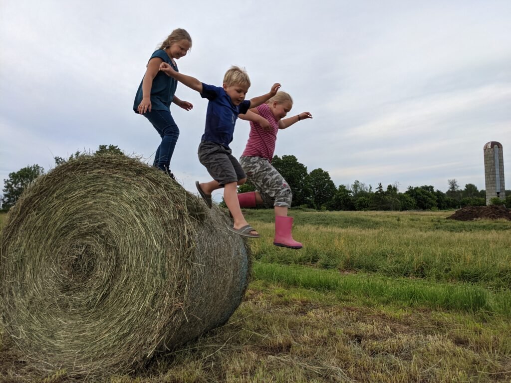 child playing outdoors to show freedom from screen dependence